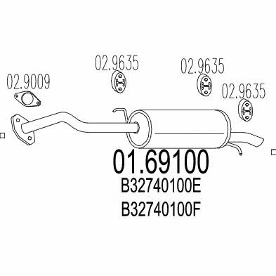 Exhaust muffler Mazda 323 C: 0169100 Mts End Silencer