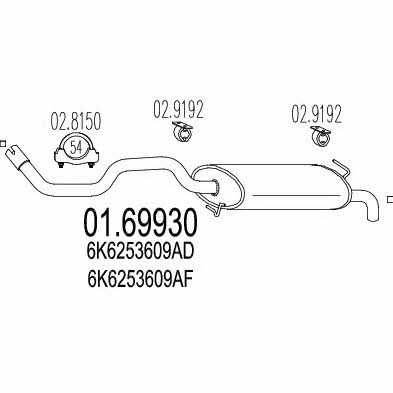 Rear exhaust silencer Seat Ibiza: 0169930 Mts End Silencer
