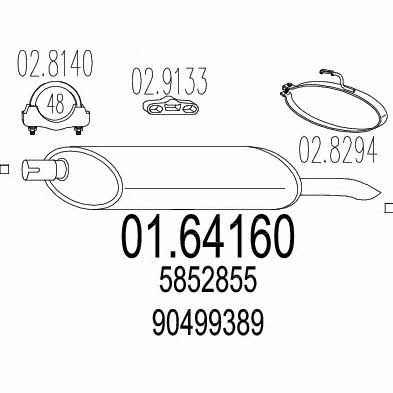 Rear silencer Opel Kadett E: 0164160 Mts End Silencer