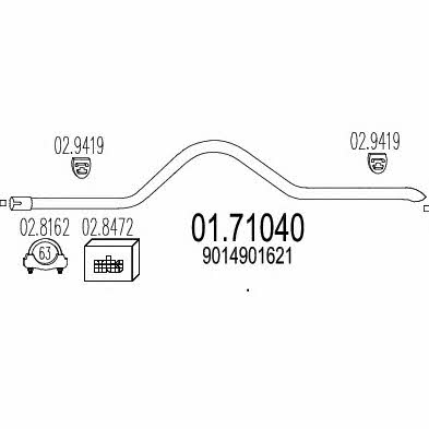 Mts 01.71040 Exhaust pipe 0171040