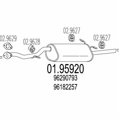 Exhaust muffler Daewoo Lanos / Sens: 0195920 Mts End Silencer