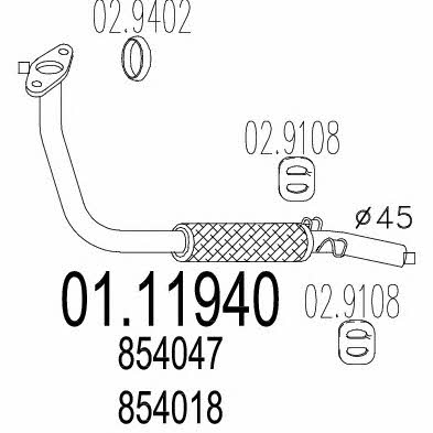 Mts 01.11940 Exhaust pipe 0111940