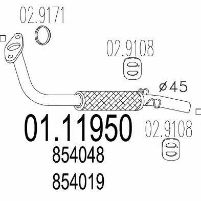 Mts 01.11950 Exhaust pipe 0111950