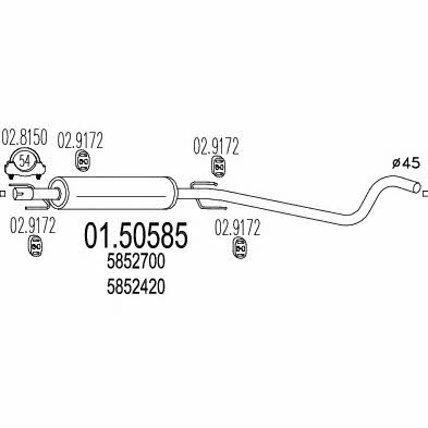 Exhaust middle box Opel Astra H Classic: 0150585 Mts Central silencer