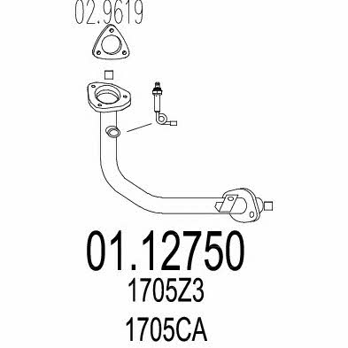 Mts 01.12750 Exhaust pipe 0112750 0112750 Mts Exhaust pipe