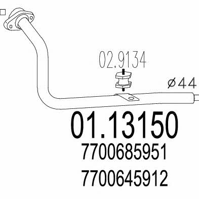 Mts 01.13150 Exhaust pipe 0113150