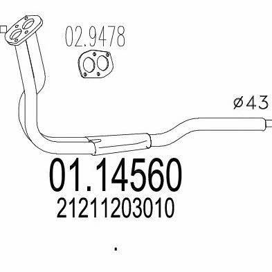 Mts 01.14560 Exhaust pipe 0114560