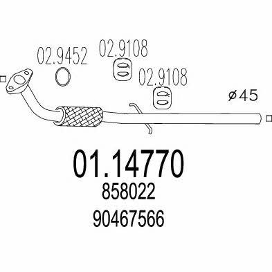 Mts 01.14770 Exhaust pipe 0114770