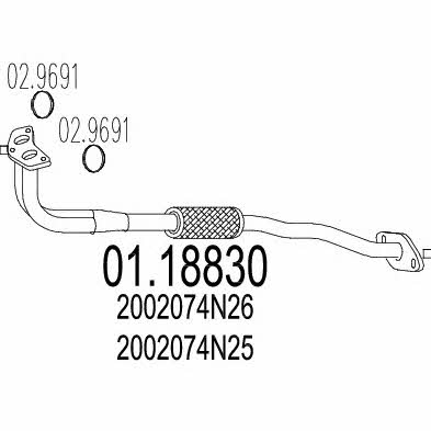 Mts 01.18830 Exhaust pipe 0118830