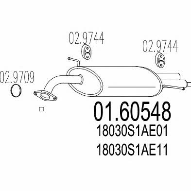 Exhaust muffler Honda Accord: 0160548 Mts End Silencer