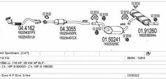 Mts C020222000586 Exhaust system C020222000586