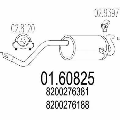 Exhaust muffler Renault: 0160825 Mts End Silencer