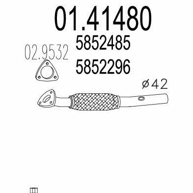 Mts 01.41480 Exhaust pipe 0141480 0141480 Mts Exhaust pipe
