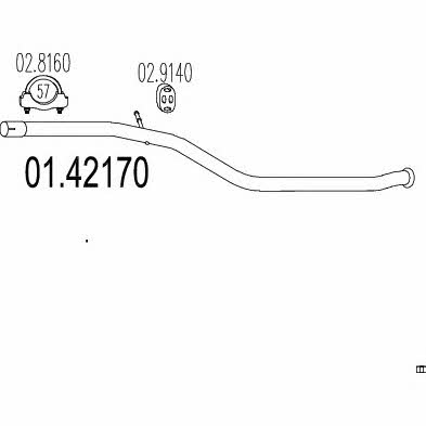 Mts 01.42170 Exhaust pipe 0142170 0142170 Mts Exhaust pipe