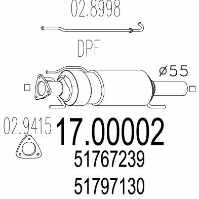 Mts 17.00002 Diesel particulate filter DPF 1700002
