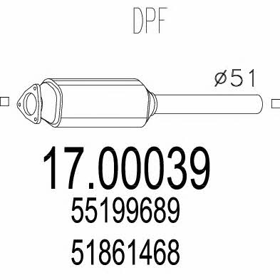 Mts 17.00039 Diesel particulate filter DPF 1700039