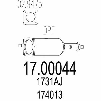 Mts 17.00044 Diesel particulate filter DPF 1700044