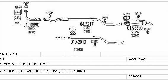 Mts C070205001139 Exhaust system C070205001139 C070205001139 Mts Exhaust system