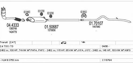 Mts C110794011390 Exhaust system C110794011390