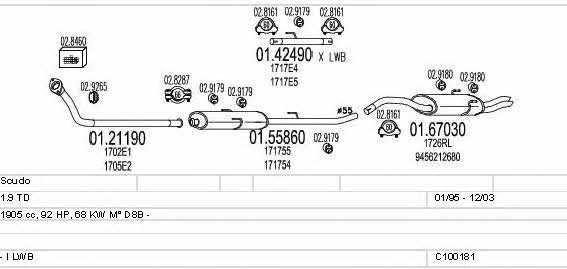 Mts C100181012888 Exhaust system C100181012888