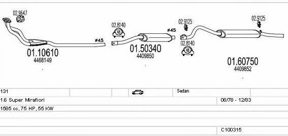 Mts C100315013036 Exhaust system C100315013036