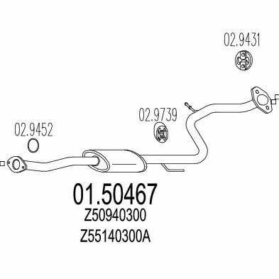 Middle silencer Mazda 323 S: 0150467 Mts Central silencer