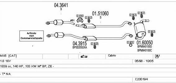Mts C200194009319 Exhaust system C200194009319 C200194009319 Mts Exhaust system