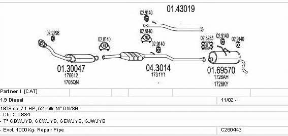  C260443005577 Exhaust system C260443005577