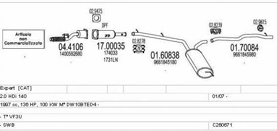  C260671009921 Exhaust system C260671009921