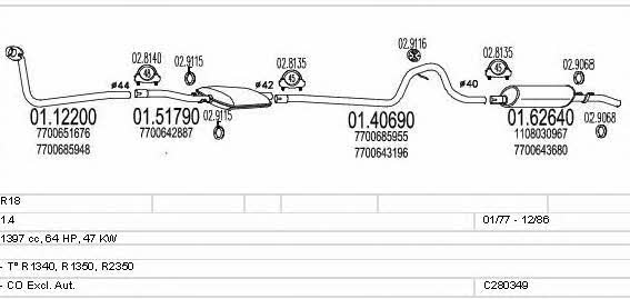  C280349006332 Exhaust system C280349006332