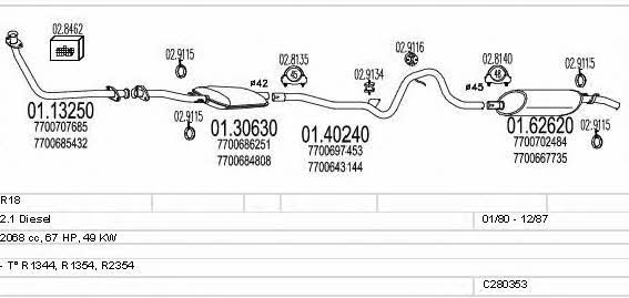  C280353006338 Exhaust system C280353006338