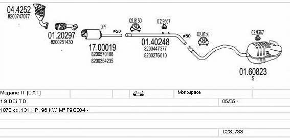 C280738006013 Exhaust system C280738006013