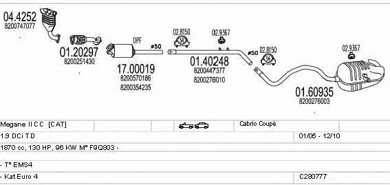  C280777010712 Exhaust system C280777010712