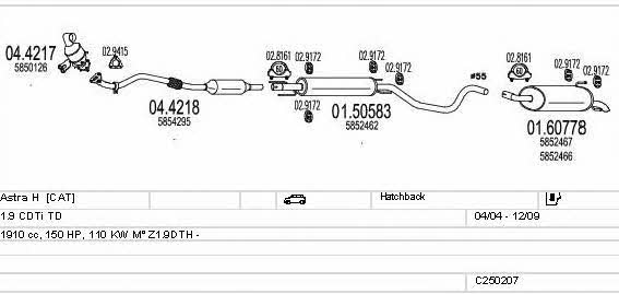 Mts C250207005330 Exhaust system C250207005330 C250207005330 Mts Exhaust system