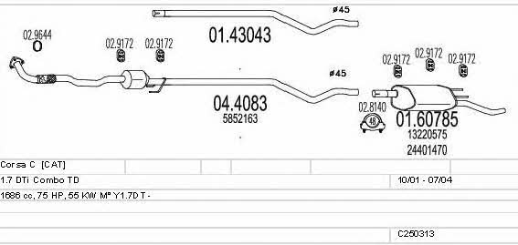 Mts C250313005450 Exhaust system C250313005450