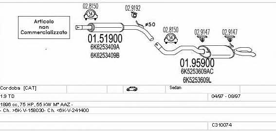 Mts C310074006965 Exhaust system C310074006965 C310074006965 Mts Exhaust system