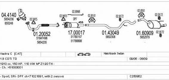 Mts C250952010535 Exhaust system C250952010535 C250952010535 Mts Exhaust system
