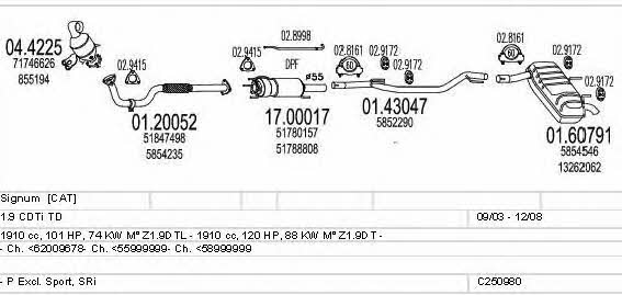 C250980011586 Mts Exhaust system