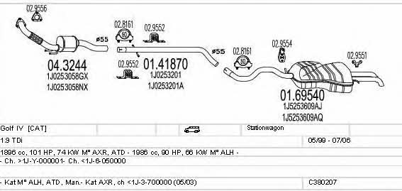 Mts C380207003011 Exhaust system C380207003011