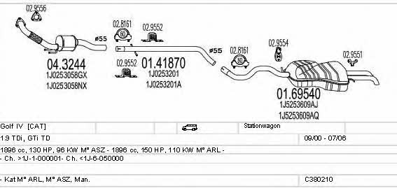 Mts C380210003016 Exhaust system C380210003016