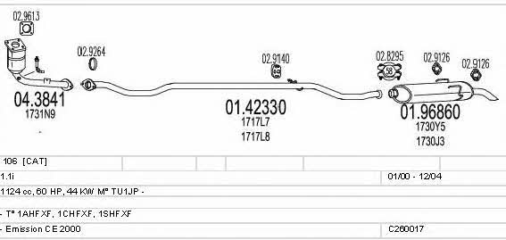 Mts C260017005887 Exhaust system C260017005887 C260017005887 Mts Exhaust system