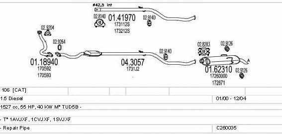 Mts C260035005906 Exhaust system C260035005906 C260035005906 Mts Exhaust system
