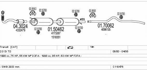 Mts C110476009576 Exhaust system C110476009576