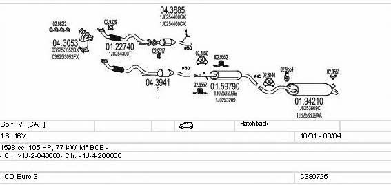  C380725007618 Exhaust system C380725007618