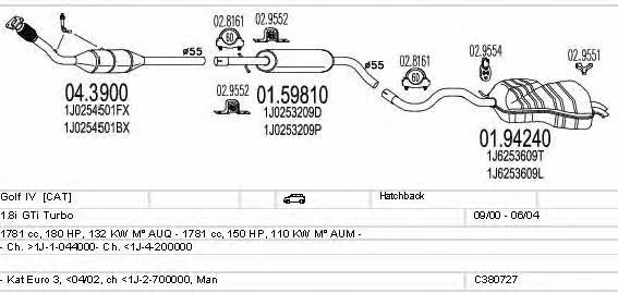  C380727007619 Exhaust system C380727007619