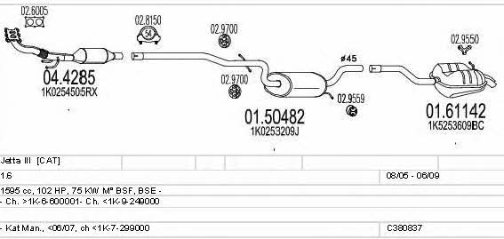 Mts C380837016270 Exhaust system C380837016270 C380837016270 Mts Exhaust system