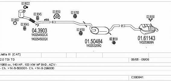 Mts C380841016274 Exhaust system C380841016274 C380841016274 Mts Exhaust system