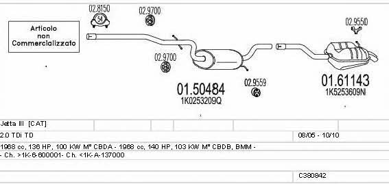 Mts C380842016275 Exhaust system C380842016275 C380842016275 Mts Exhaust system