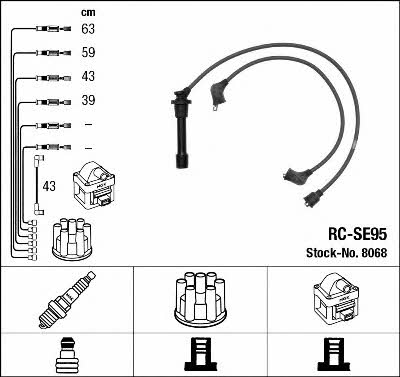 NGK 8068 Ignition lead set 8068 8068 NGK Ignition lead set