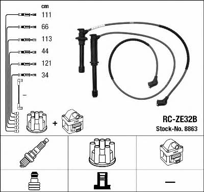 Spark plug wires Mazda: 8863 NGK Ignition lead set